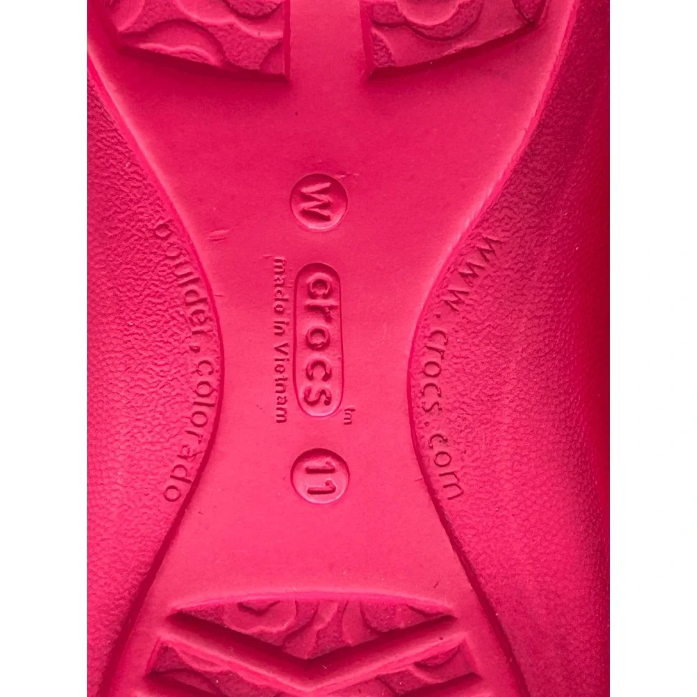 Crocs Shayna Women Sz 11 Pink Mary Jane Slingback Flat Shoes Comfort Clogs